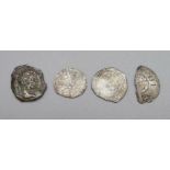 Three hammered silver coins and an early coin