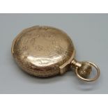 A 14ct gold full hunter Appleton Tracy & Co., Waltham, with heavy engraved case, top wind, total