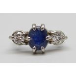 An 18ct gold, diamond and sapphire ring, 5.6g, O