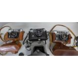 Three Russian 35mm range finder cameras