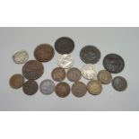 Assorted American coins including an 1837 Not for Tribute One Cent