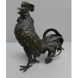 A bronze model of a cockerel, 17cm