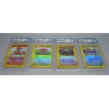 Four Graded Ex Pokemon Graded cards; Graded 8 2002 Ex Vileplume Rev Holo Expedition, Graded 8 2002