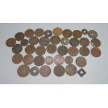 Assorted Chinese cash coins and three Indo China coins