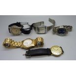 Five quartz wristwatches including Longines