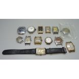 A collection of mechanical wristwatches including silver, some a/f