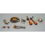 Silver and amber jewellery