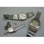 Four Seiko wristwatches, (lady's strap a/f)