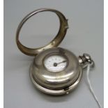 A silver cased pocket watch, Josiah Edey, Kettering, a/f