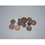 A Napoleon 10 cents coin, 1856, Australian one penny, 1911, four Russian coins (one silver) and