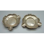 A pair of silver ashtrays, with St. Annes Golf Club engraving, 78g