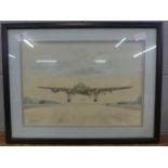 A signed John Larder Lancaster Bomber print, framed