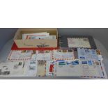 Stamps; flight covers in album and loose, including first flights