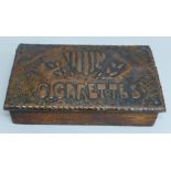 A copper topped wooden Arts & Crafts cigarette box