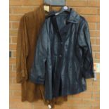 A suede swing jacket (14) and a leather and suede jacket