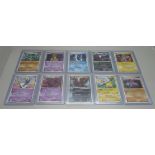 Ten Japanese Pokemon cards, holo, year 2000s