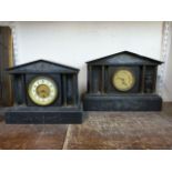 Two French Belge noir mantel clocks