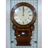 A 19th century American inlaid rosewood wall clock