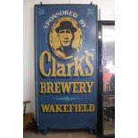 A large Clarke's Brewery pub sign, 270 x 126cms