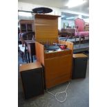 A Record Housing teak stereo cabinet with Garrard turntable, Model 301, Schedule no. 51400/2 and SME