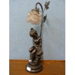 A figural table lamp