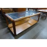 A G-Plan Fresco teak and glass topped coffee table