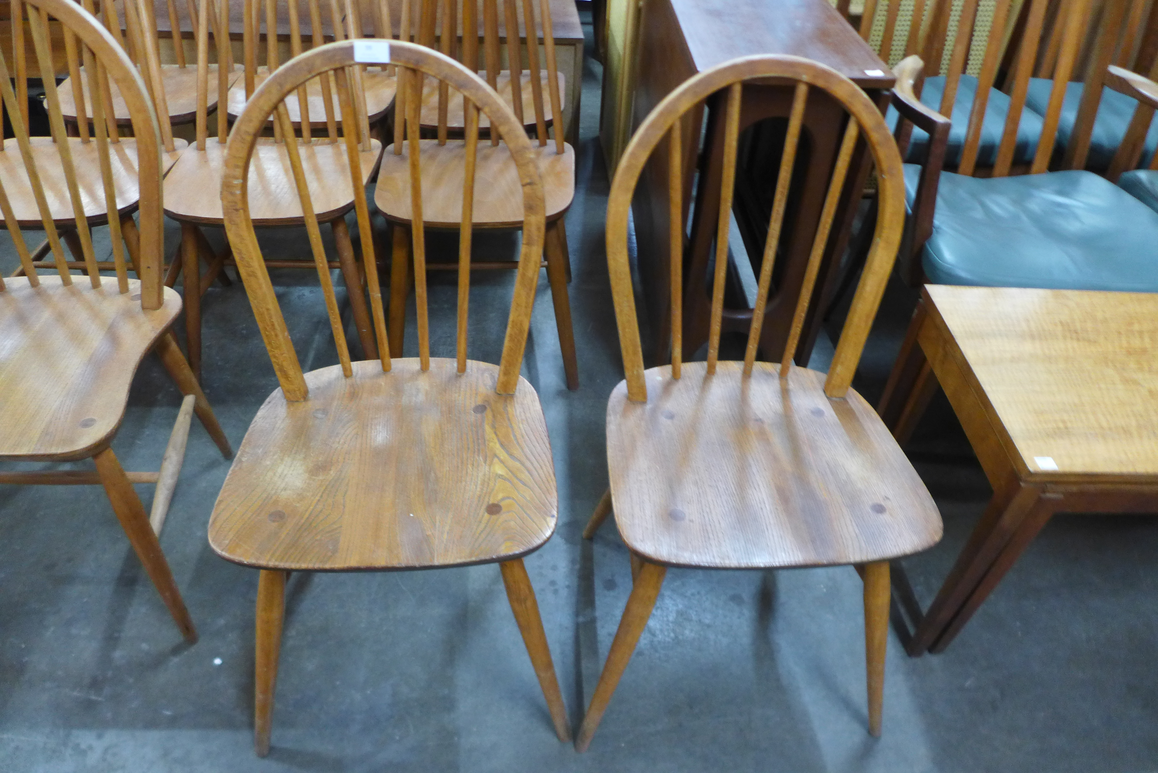 A pair of Ercol Blonde elm and beech Windsor chairs