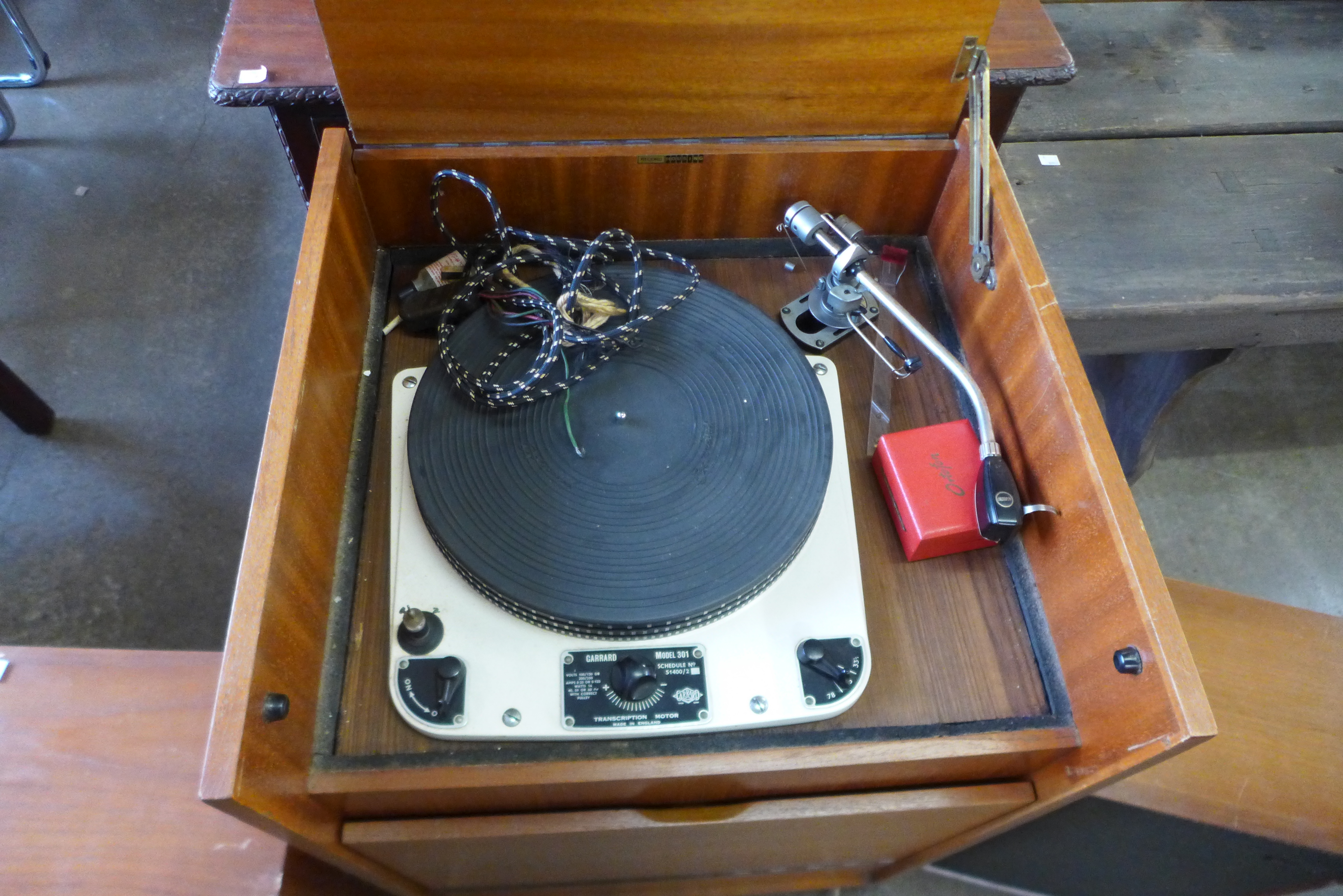 A Record Housing teak stereo cabinet with Garrard turntable, Model 301, Schedule no. 51400/2 and SME - Image 2 of 2