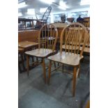 A pair of Ercol Blonde elm and beech Windsor chairs