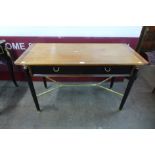 A G-Plan Librenza tola wood and black two drawer desk