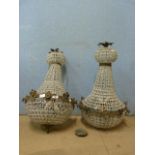 A pair of French Empire style bag shaped chandeliers