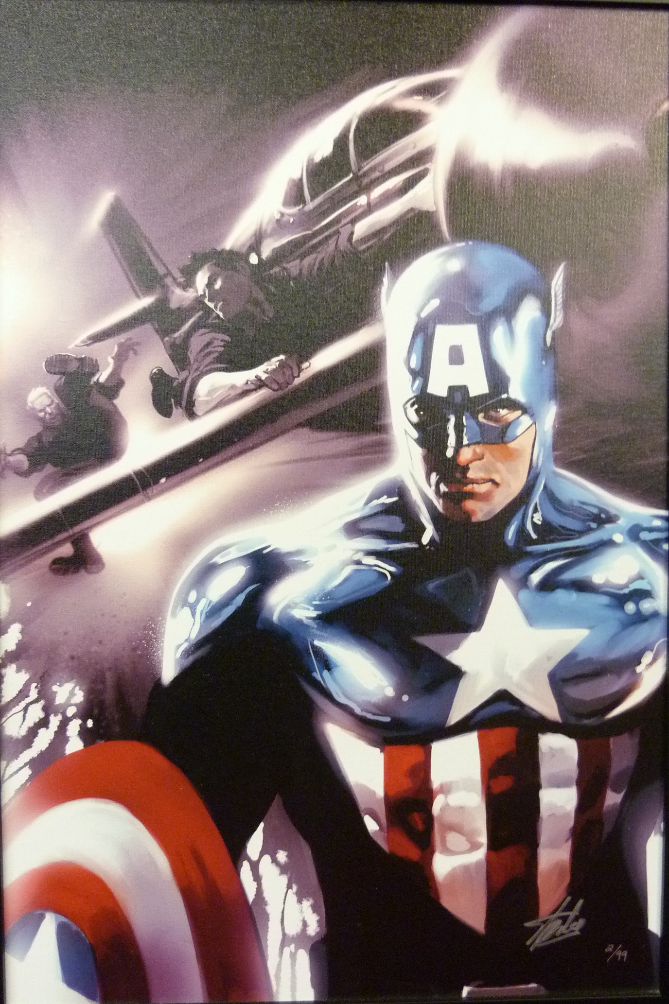 Stan Lee (American 1922-2018), Marvel Comics Captain America, signed limited edition giclee print on