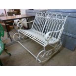 A painted alloy rocking garden bench