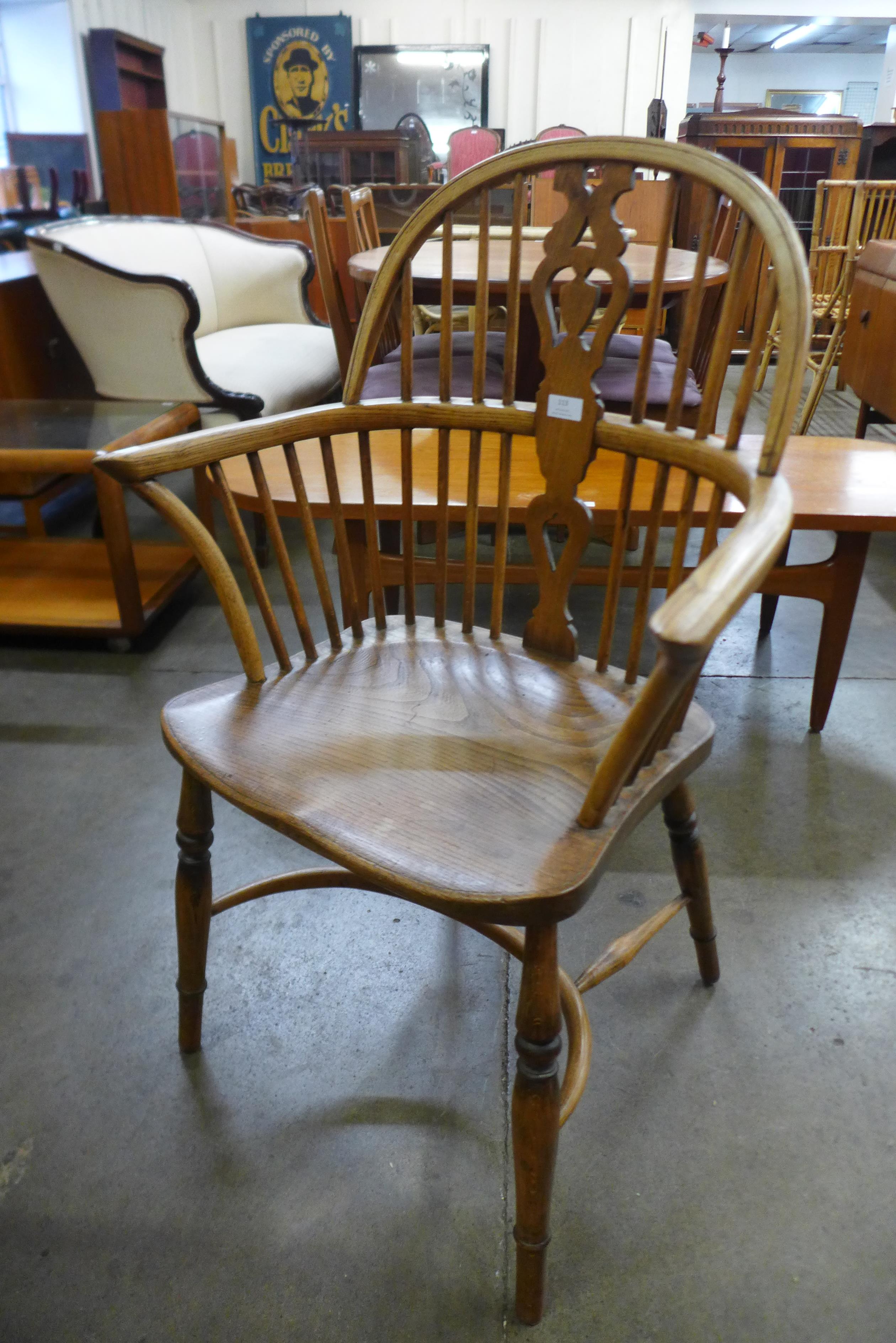 A Victorian elm and beech Windsor armchair