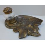 A French Art Nouveau inkwell and stand, signed Delauney