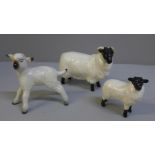 A Beswick ram, a/f, a sheep and a lamp