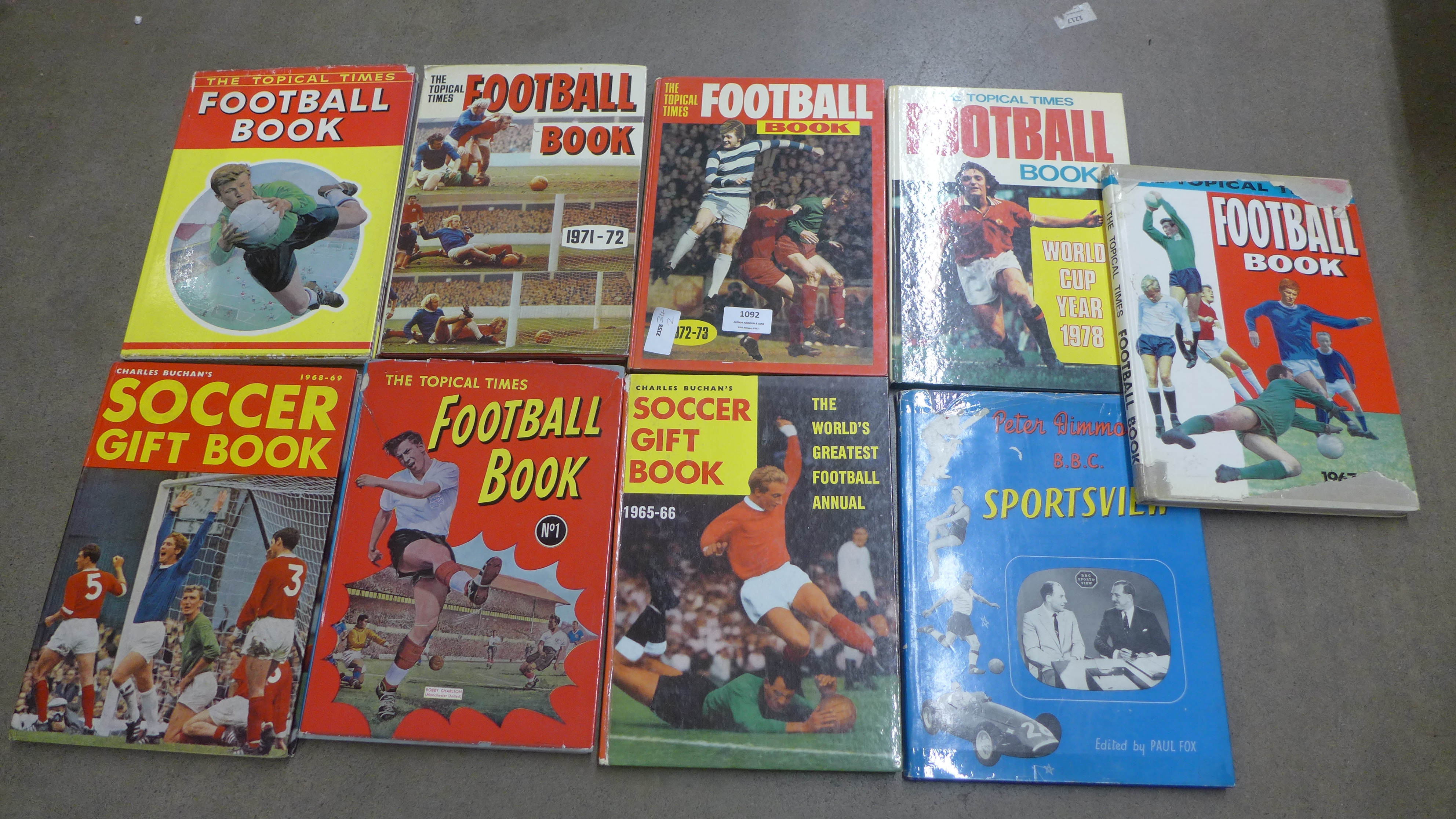 Eight football books including six The Topical Times and one BBC Sportsview book **PLEASE NOTE