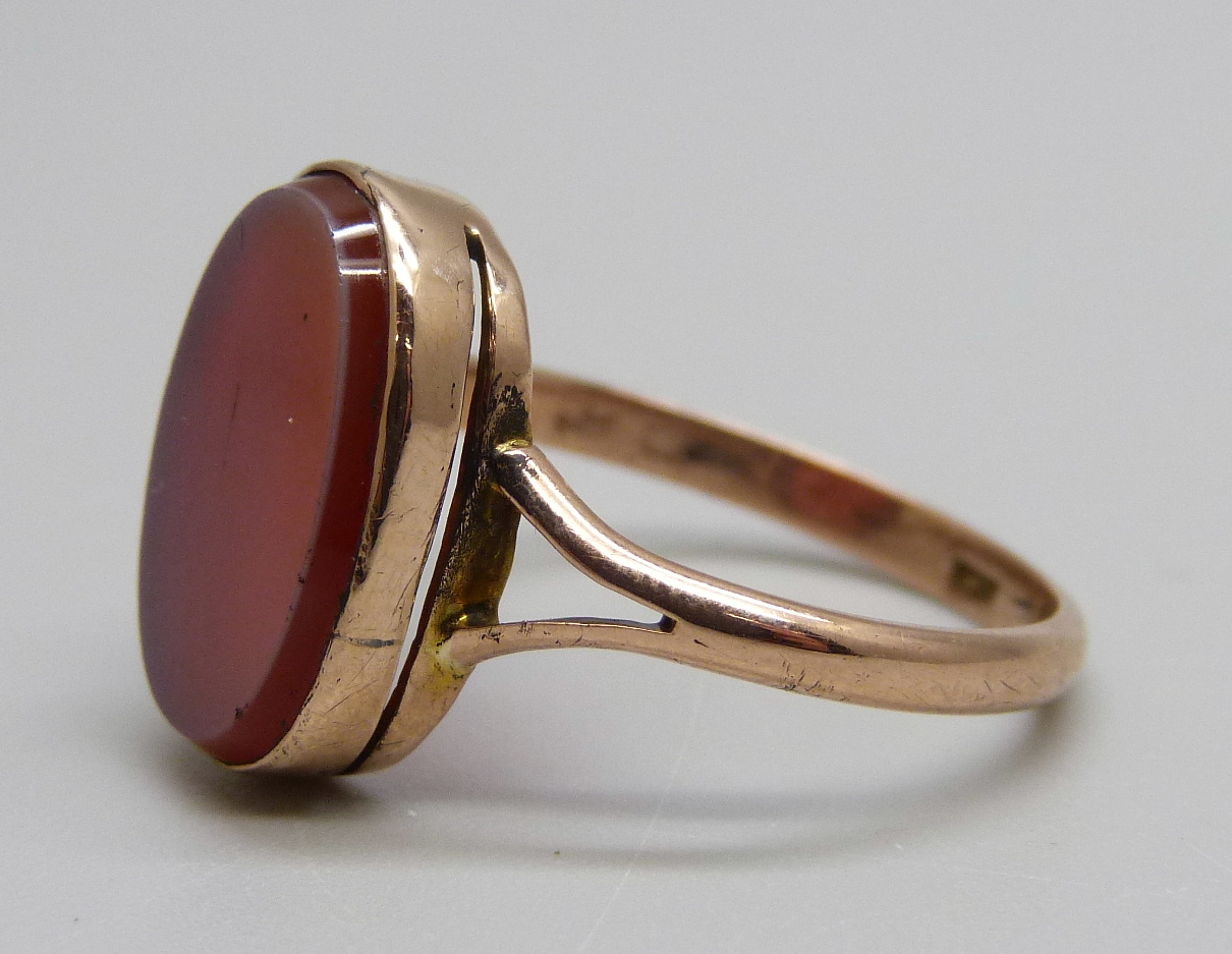 A vintage 9ct rose gold signet ring, 2.5g, Q - Image 2 of 3