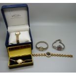 Lady's watches including boxed Rotary and Raymond Weil