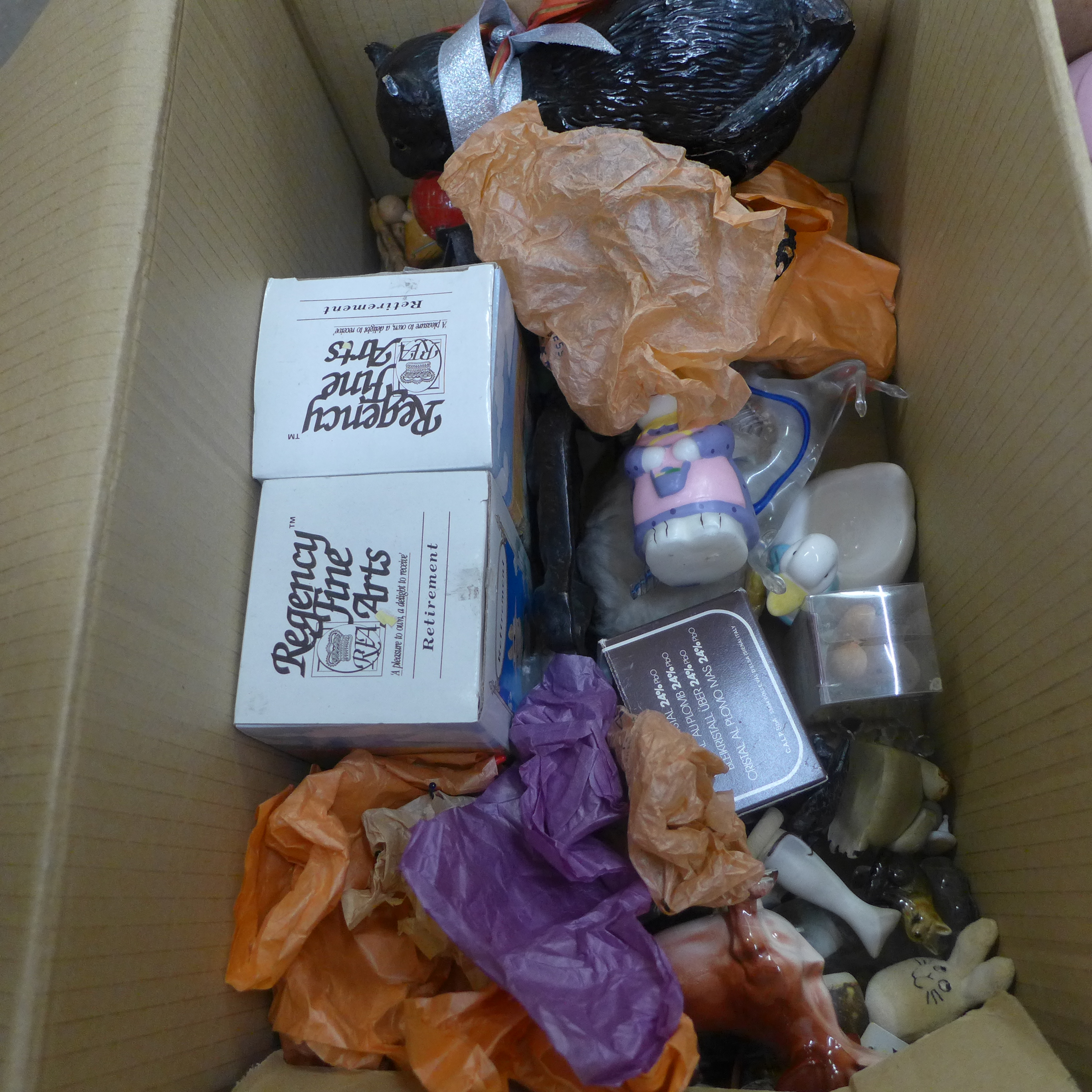 Five boxes of small trinkets, pots, collectables including animal figures, pigs, jugs, pots and - Image 6 of 7
