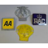 Two AA and one RAC car badges