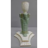 A Royal Worcester Egyptian Revival candlestick, 17.5cm