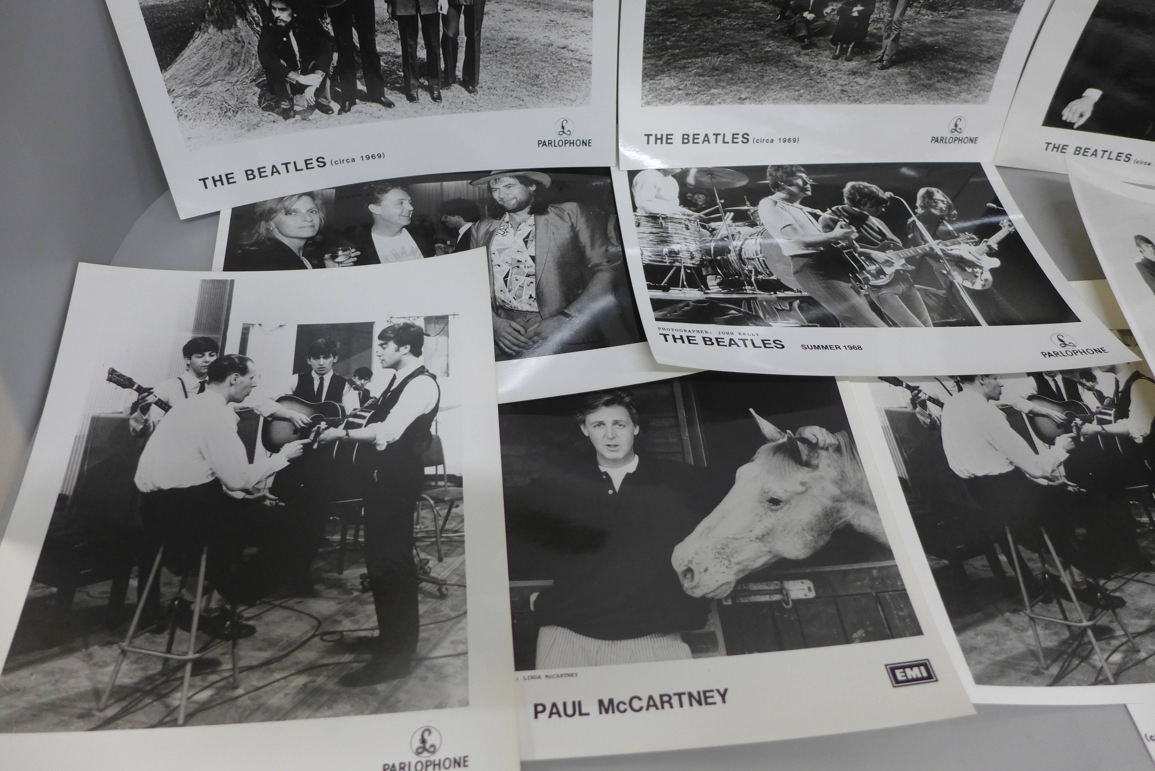 Eight The Beatles and two Paul McCartney original EMI promotional photographs - Image 2 of 4