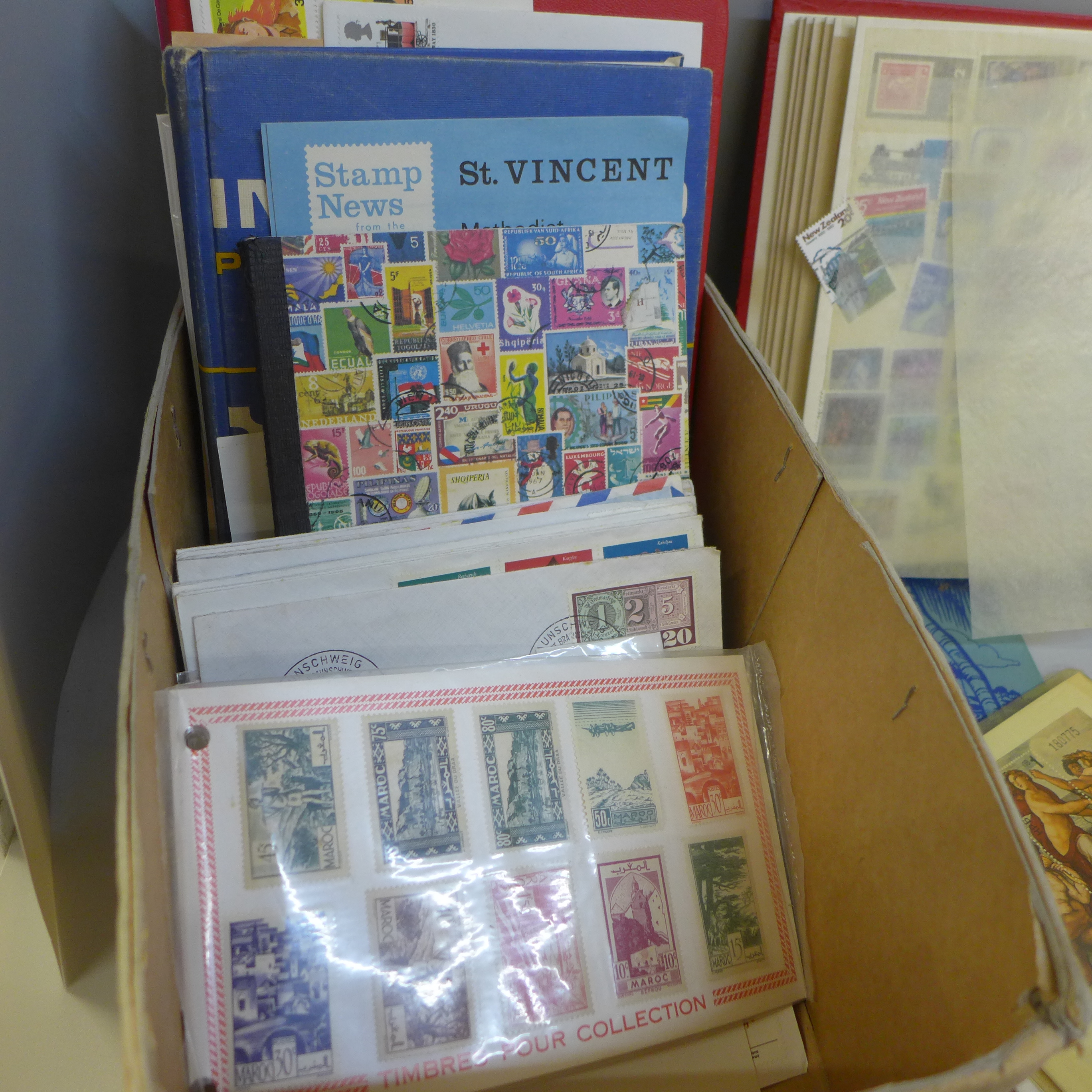 Stamps; a box of stamps in nine medium and small stock books and covers - Image 2 of 3