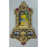 A painted cast iron wall plaque showing Dick Whittington, Rd. No. 19247, 30.5cm