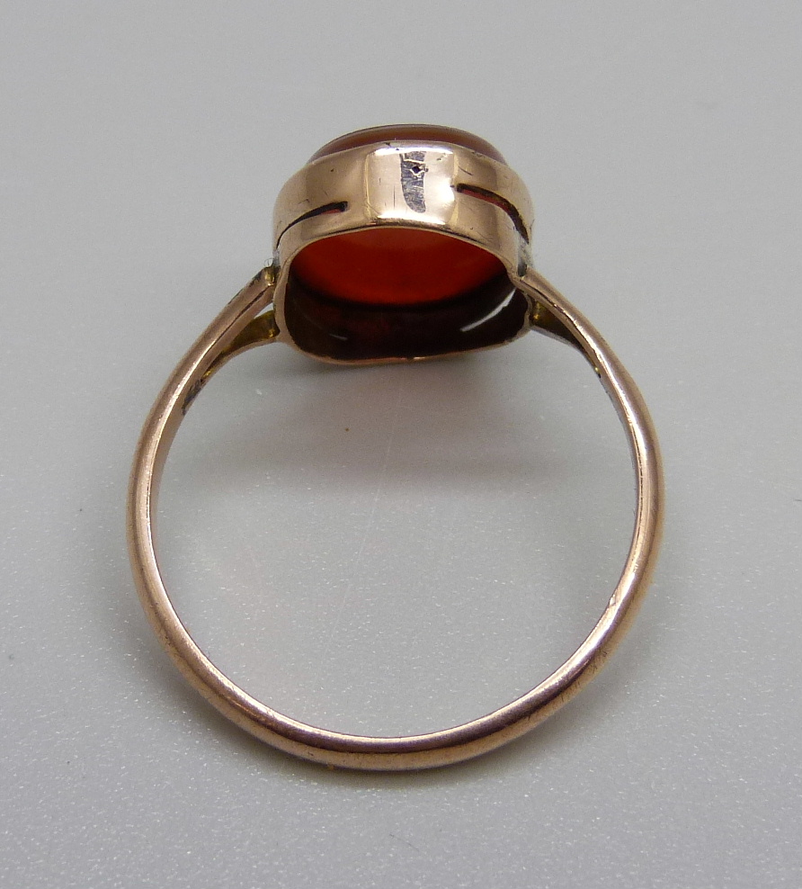 A vintage 9ct rose gold signet ring, 2.5g, Q - Image 3 of 3