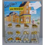 Les Pins par Renault, on original board, full complete set of twelve badges