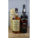 A bottle of The Balvenie Scotch whisky and a bottle of 1985 vintage Offley Port