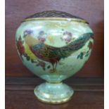 A Crown Devon Fieldings Lustrine rose vase, a/f