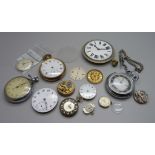 Pocket watches, watch movements, spares, etc.